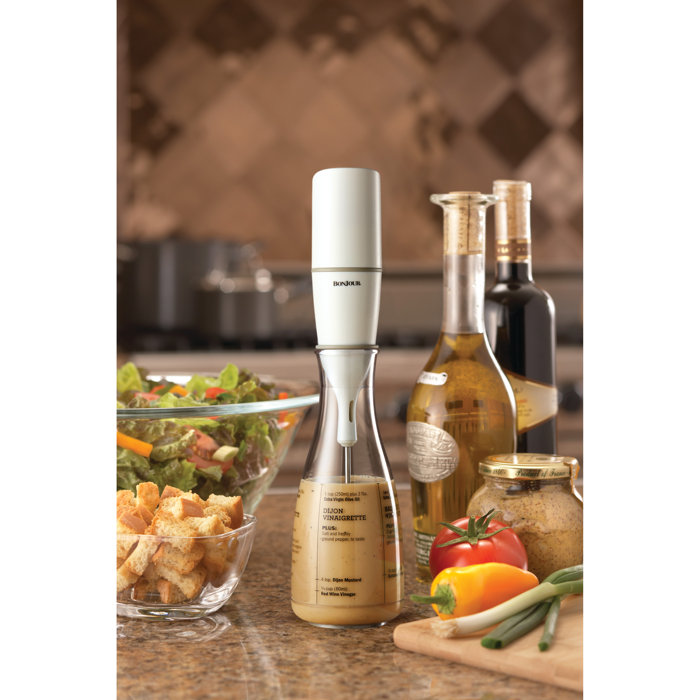 BonJour Chef's Tools Plastic Salad Dressing Carafe and Handheld Mixer